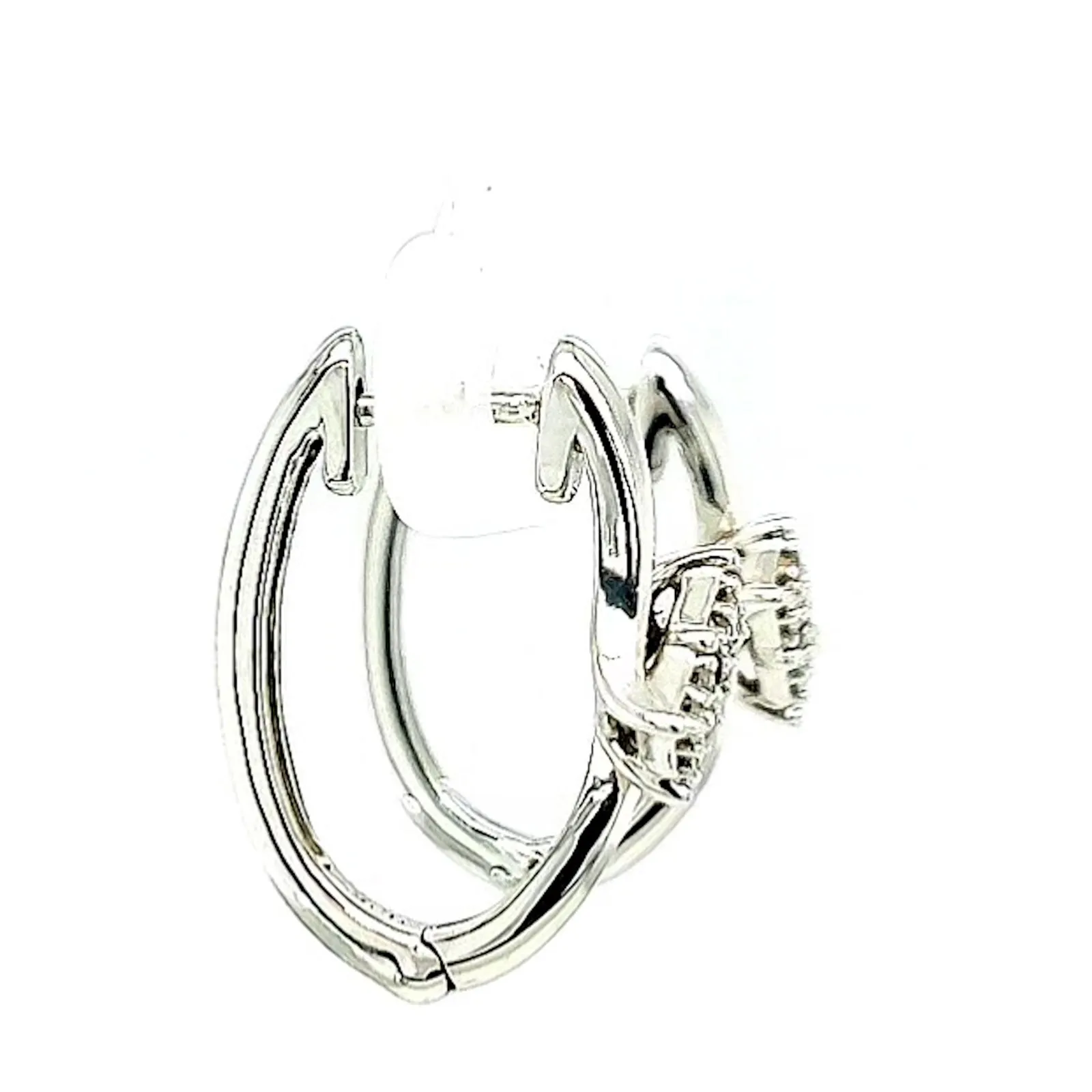 Tango Sterling Silver Round Brilliant Cut with 0.06 Carat tw of Diamonds Hoop Earrings