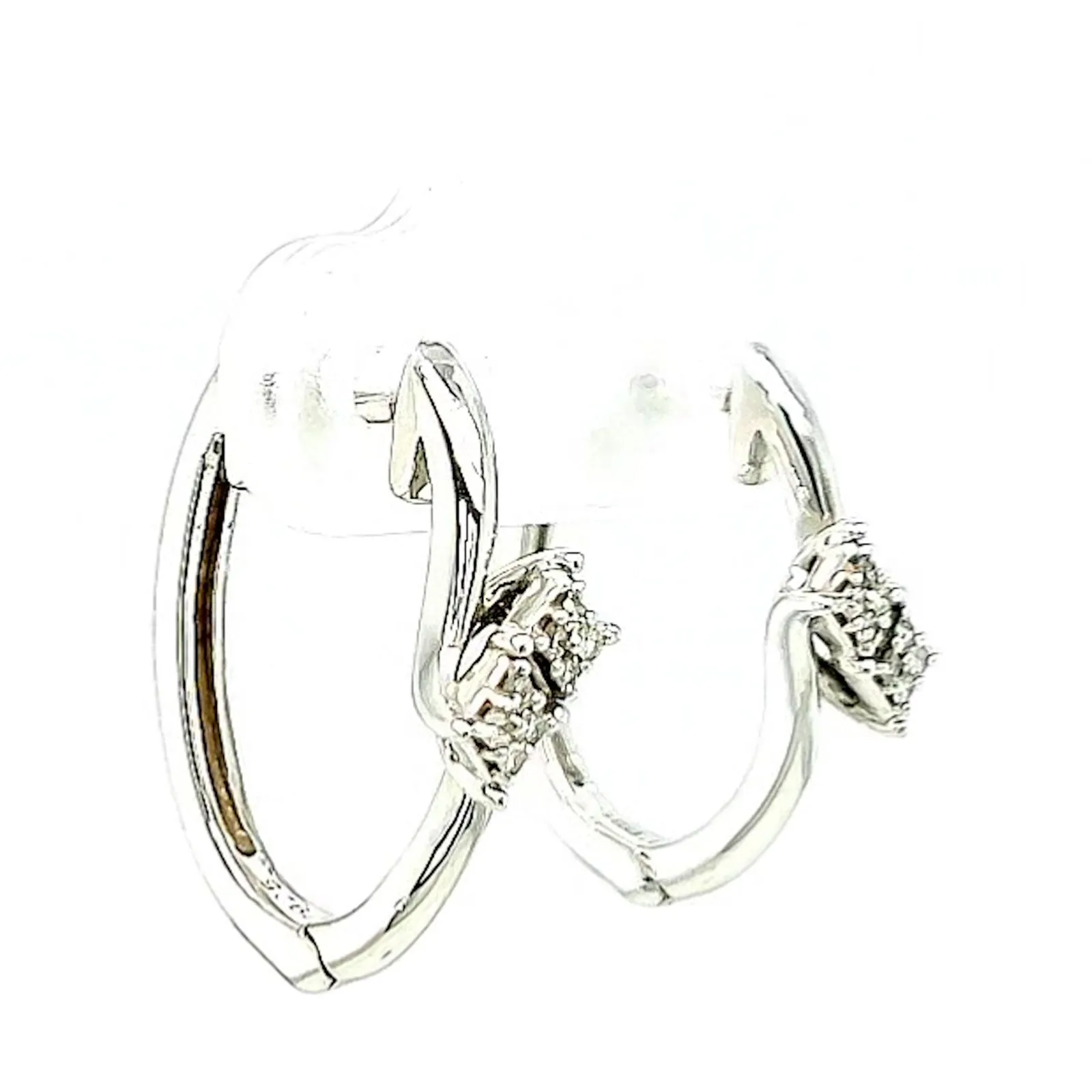 Tango Sterling Silver Round Brilliant Cut with 0.06 Carat tw of Diamonds Hoop Earrings