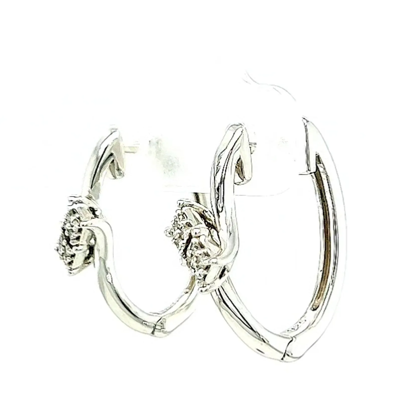 Tango Sterling Silver Round Brilliant Cut with 0.06 Carat tw of Diamonds Hoop Earrings