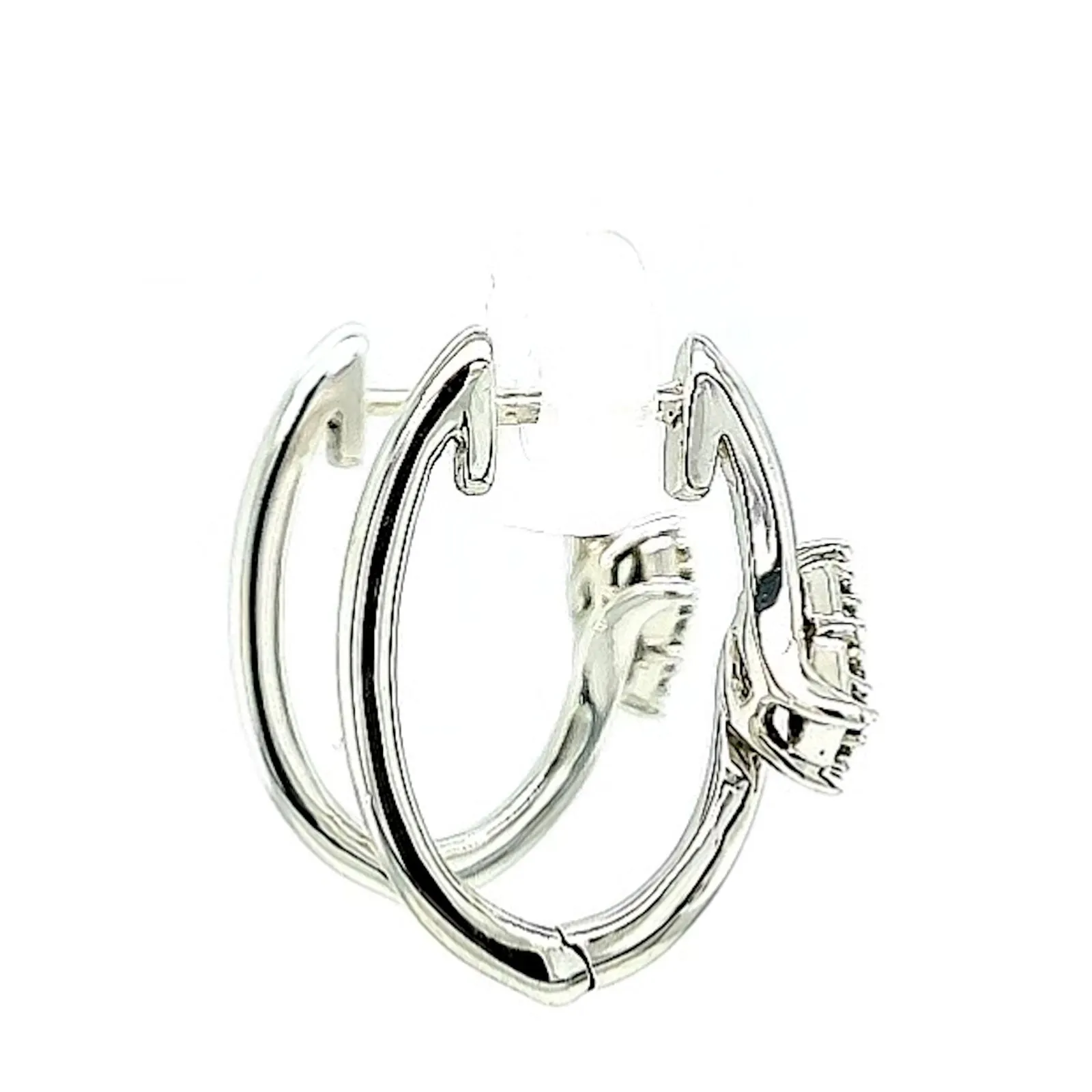 Tango Sterling Silver Round Brilliant Cut with 0.06 Carat tw of Diamonds Hoop Earrings