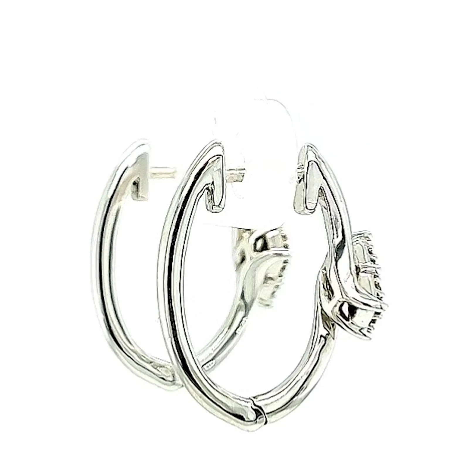 Tango Sterling Silver Round Brilliant Cut with 0.06 Carat tw of Diamonds Hoop Earrings