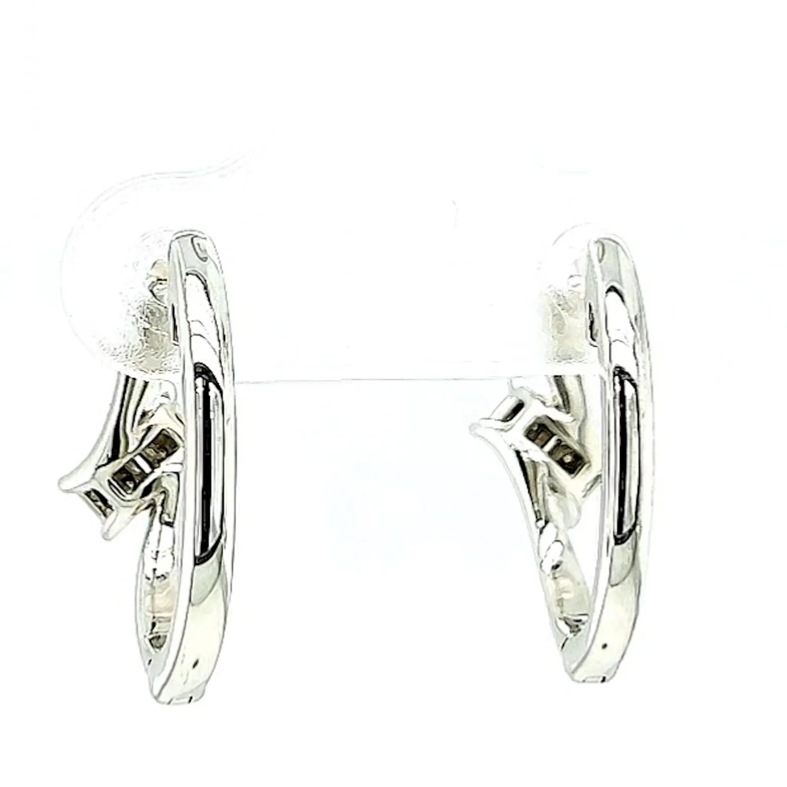 Tango Sterling Silver Round Brilliant Cut with 0.06 Carat tw of Diamonds Hoop Earrings