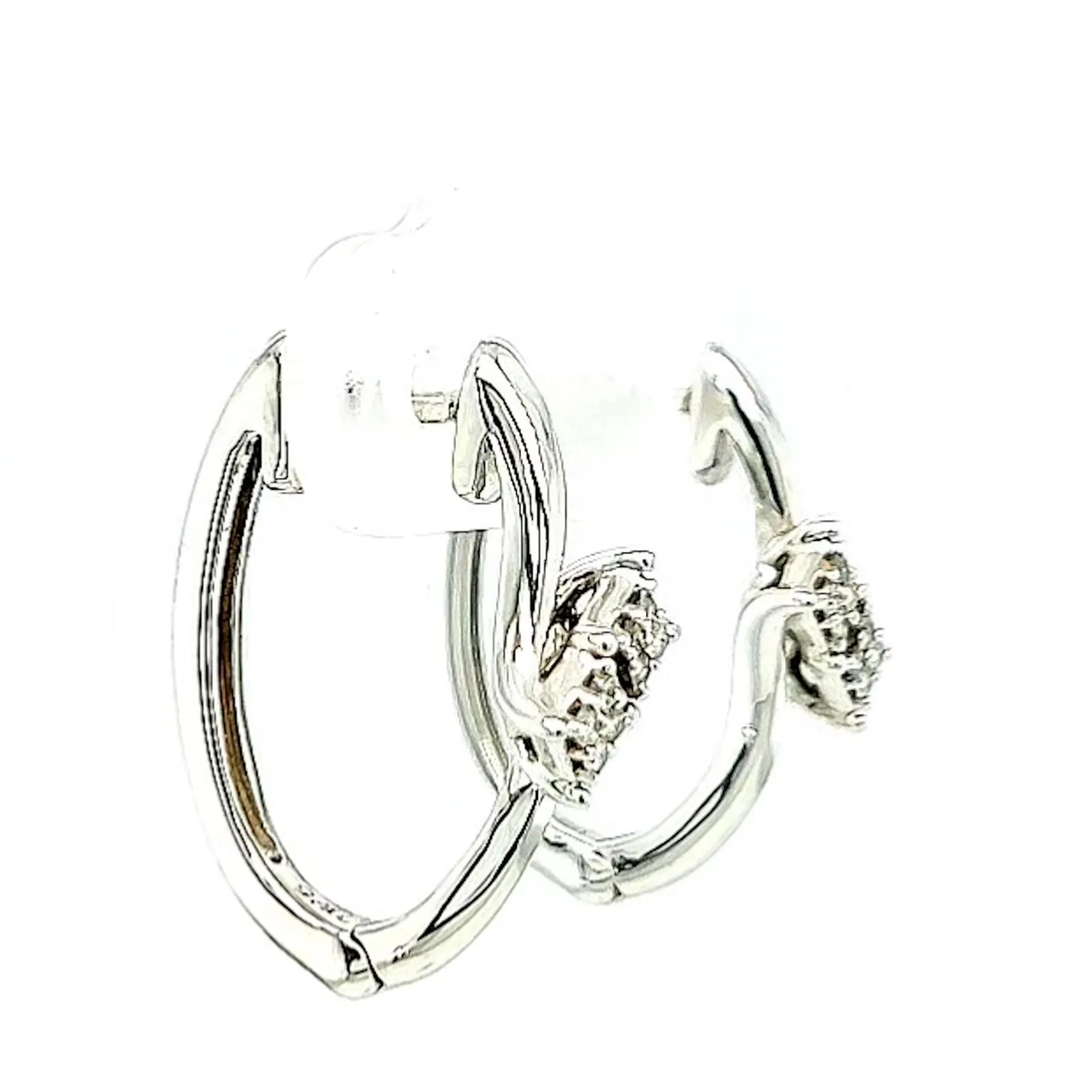 Tango Sterling Silver Round Brilliant Cut with 0.06 Carat tw of Diamonds Hoop Earrings