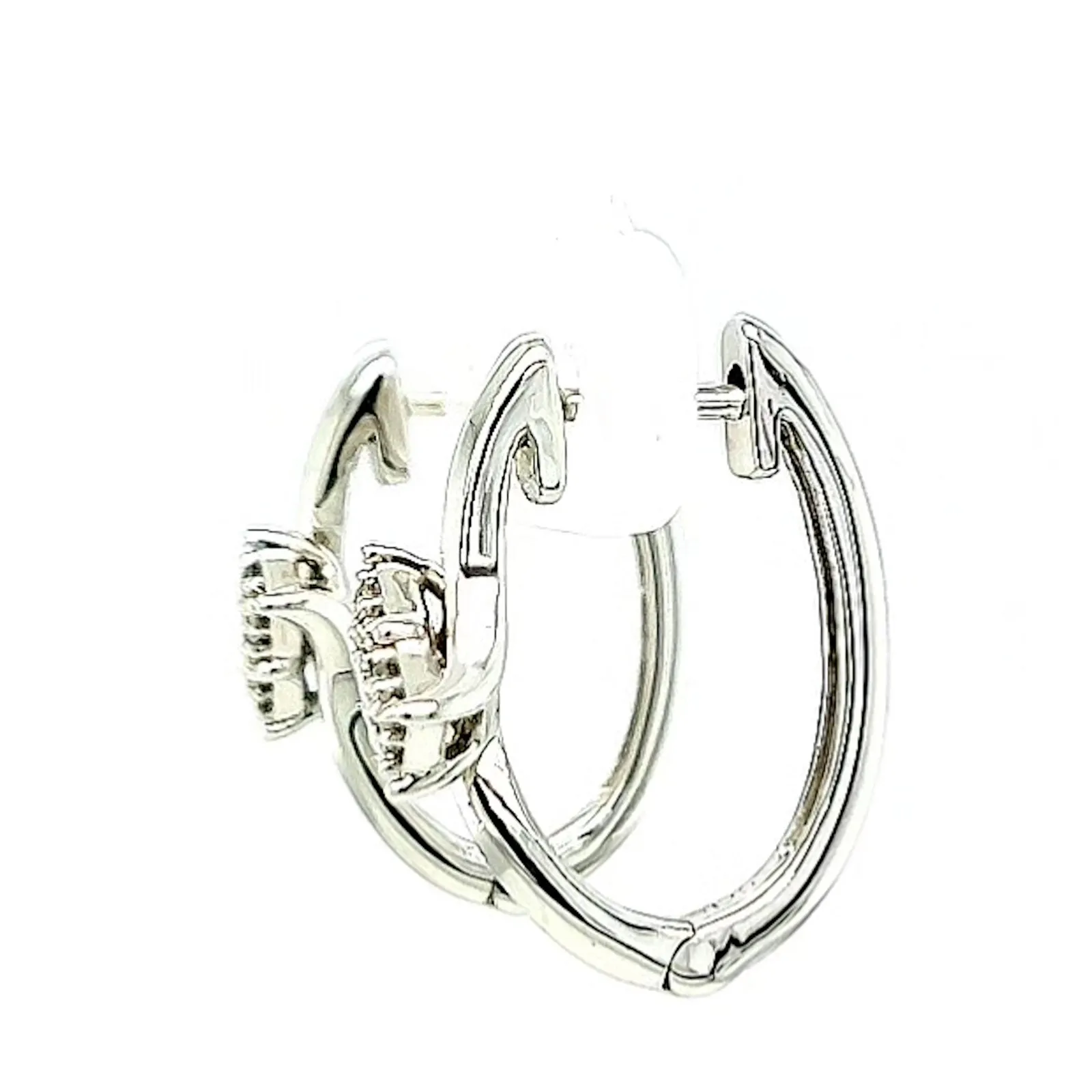 Tango Sterling Silver Round Brilliant Cut with 0.06 Carat tw of Diamonds Hoop Earrings