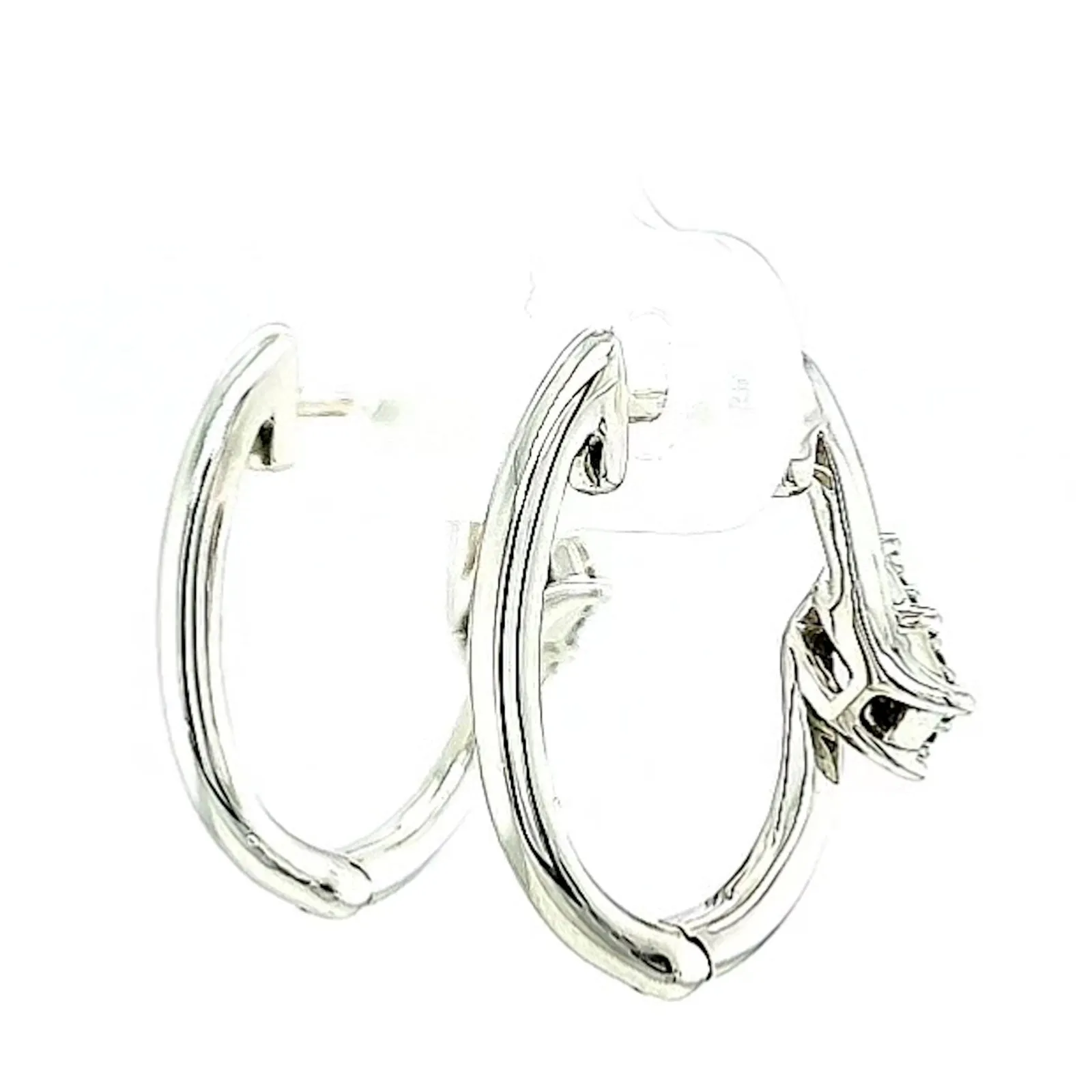 Tango Sterling Silver Round Brilliant Cut with 0.06 Carat tw of Diamonds Hoop Earrings
