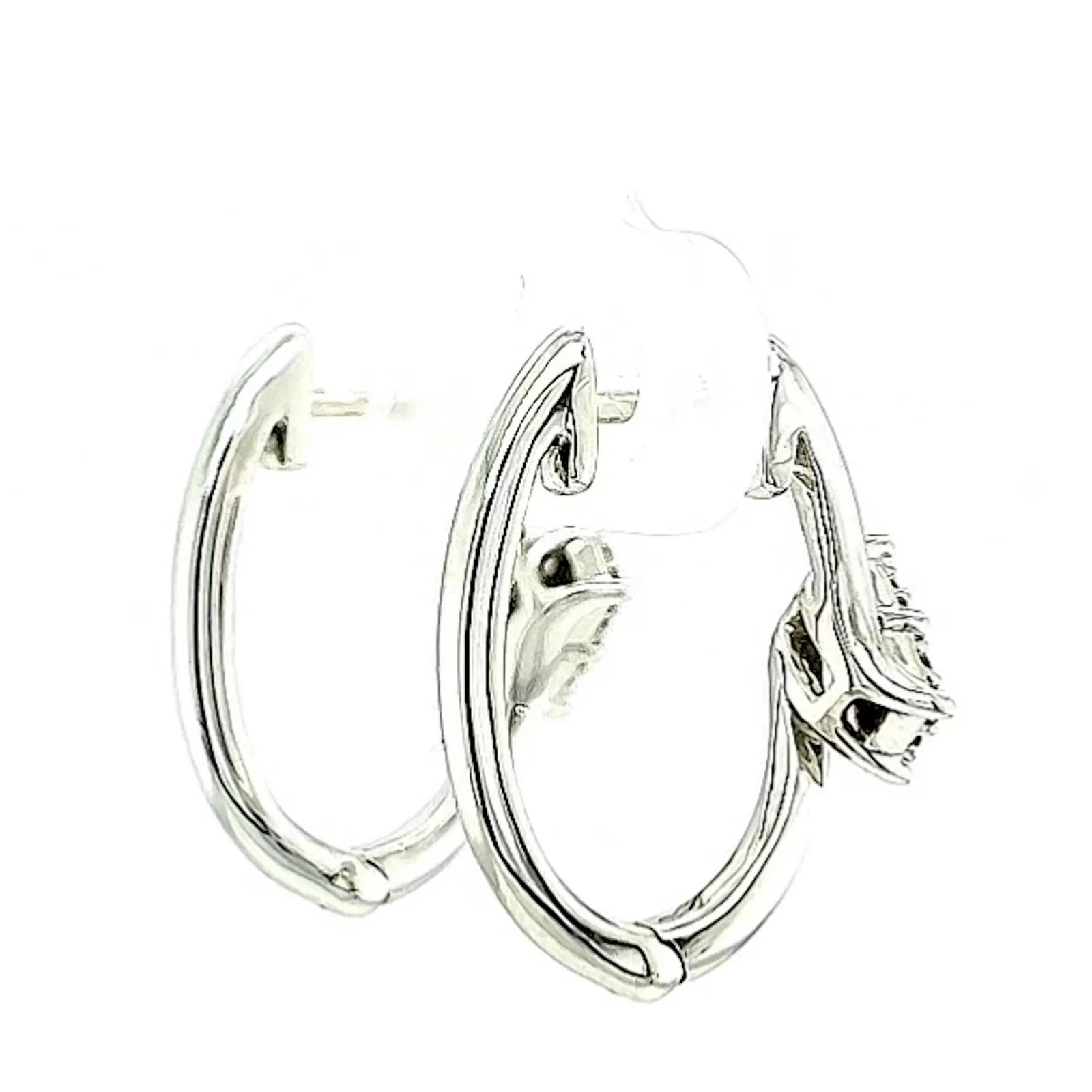 Tango Sterling Silver Round Brilliant Cut with 0.06 Carat tw of Diamonds Hoop Earrings