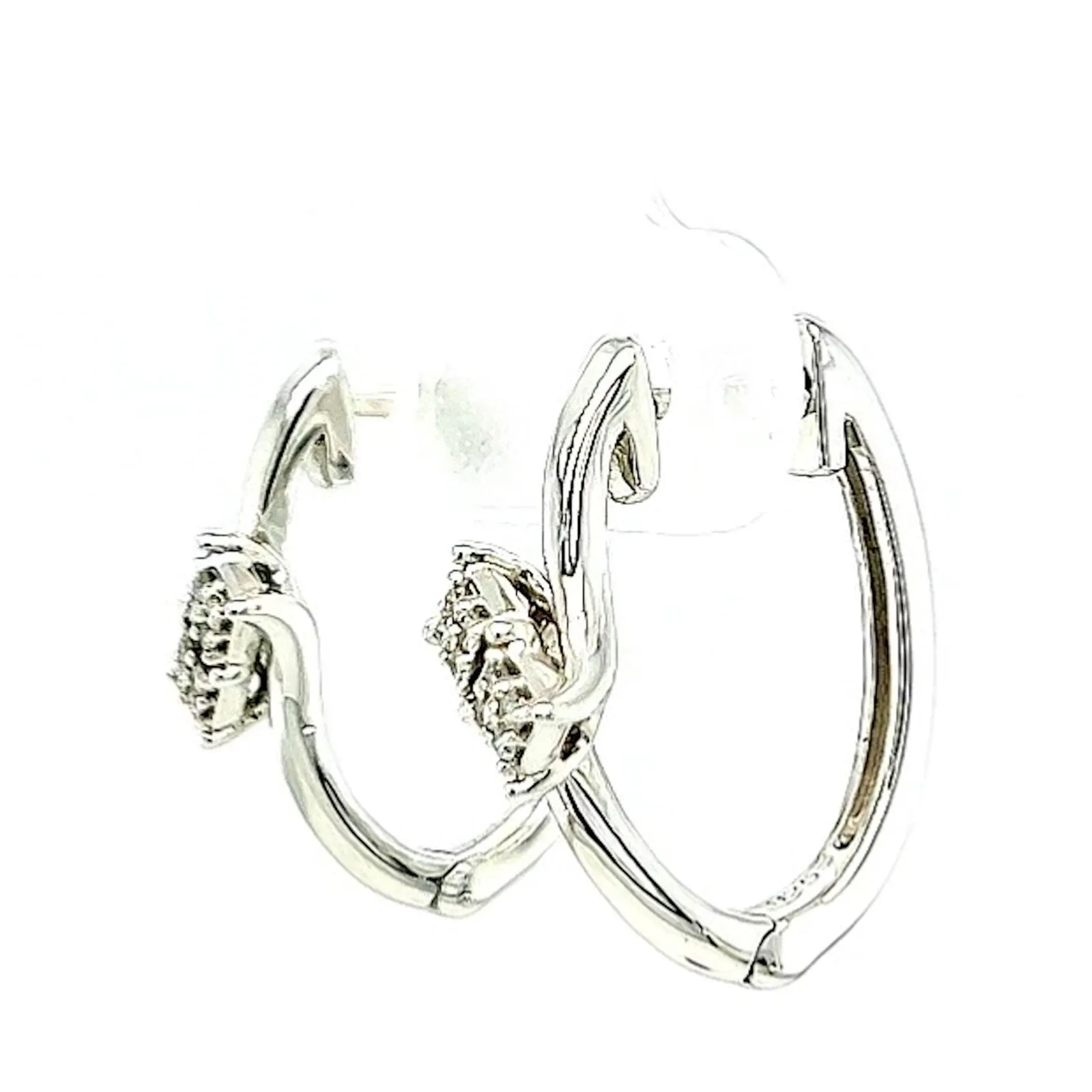 Tango Sterling Silver Round Brilliant Cut with 0.06 Carat tw of Diamonds Hoop Earrings