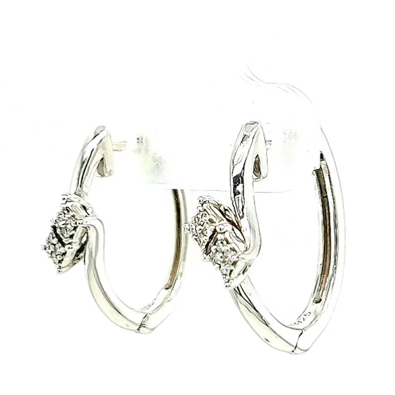 Tango Sterling Silver Round Brilliant Cut with 0.06 Carat tw of Diamonds Hoop Earrings