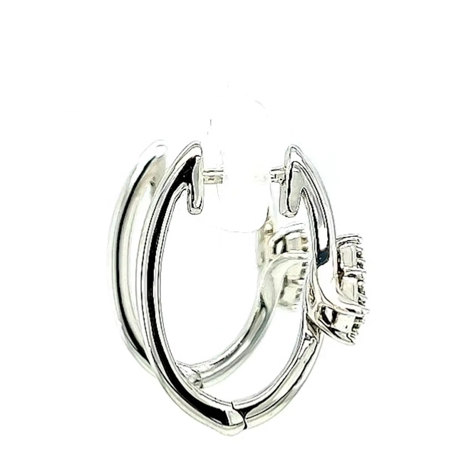 Tango Sterling Silver Round Brilliant Cut with 0.06 Carat tw of Diamonds Hoop Earrings