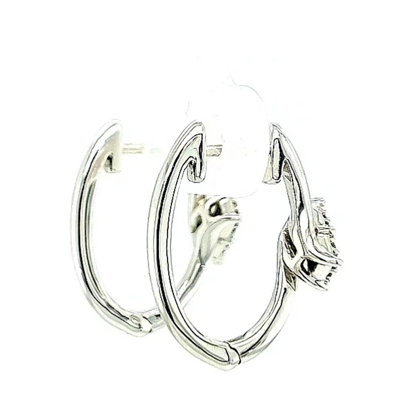 Tango Sterling Silver Round Brilliant Cut with 0.06 Carat tw of Diamonds Hoop Earrings