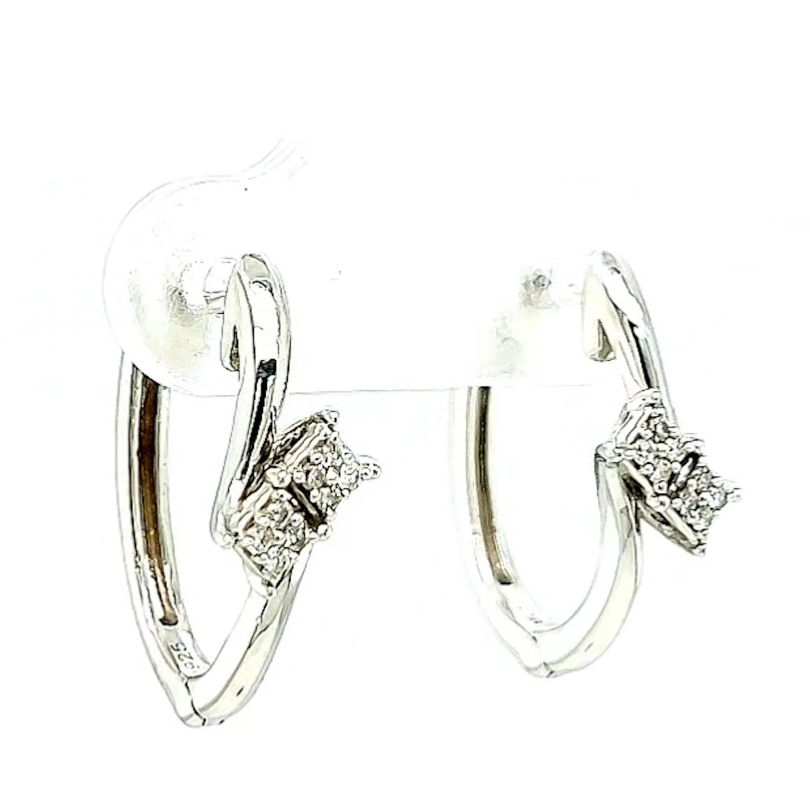 Tango Sterling Silver Round Brilliant Cut with 0.06 Carat tw of Diamonds Hoop Earrings