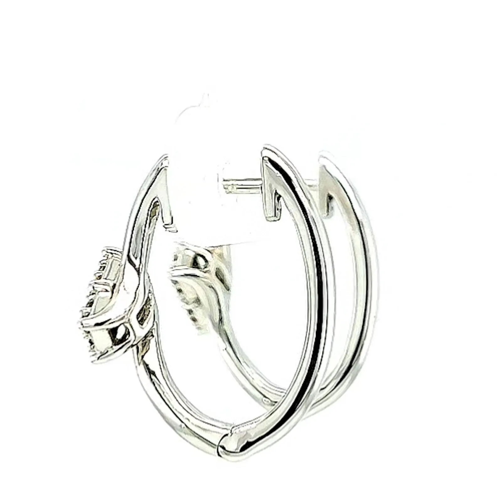 Tango Sterling Silver Round Brilliant Cut with 0.06 Carat tw of Diamonds Hoop Earrings