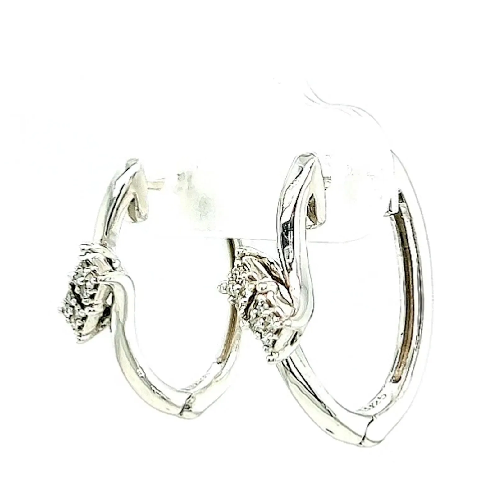 Tango Sterling Silver Round Brilliant Cut with 0.06 Carat tw of Diamonds Hoop Earrings