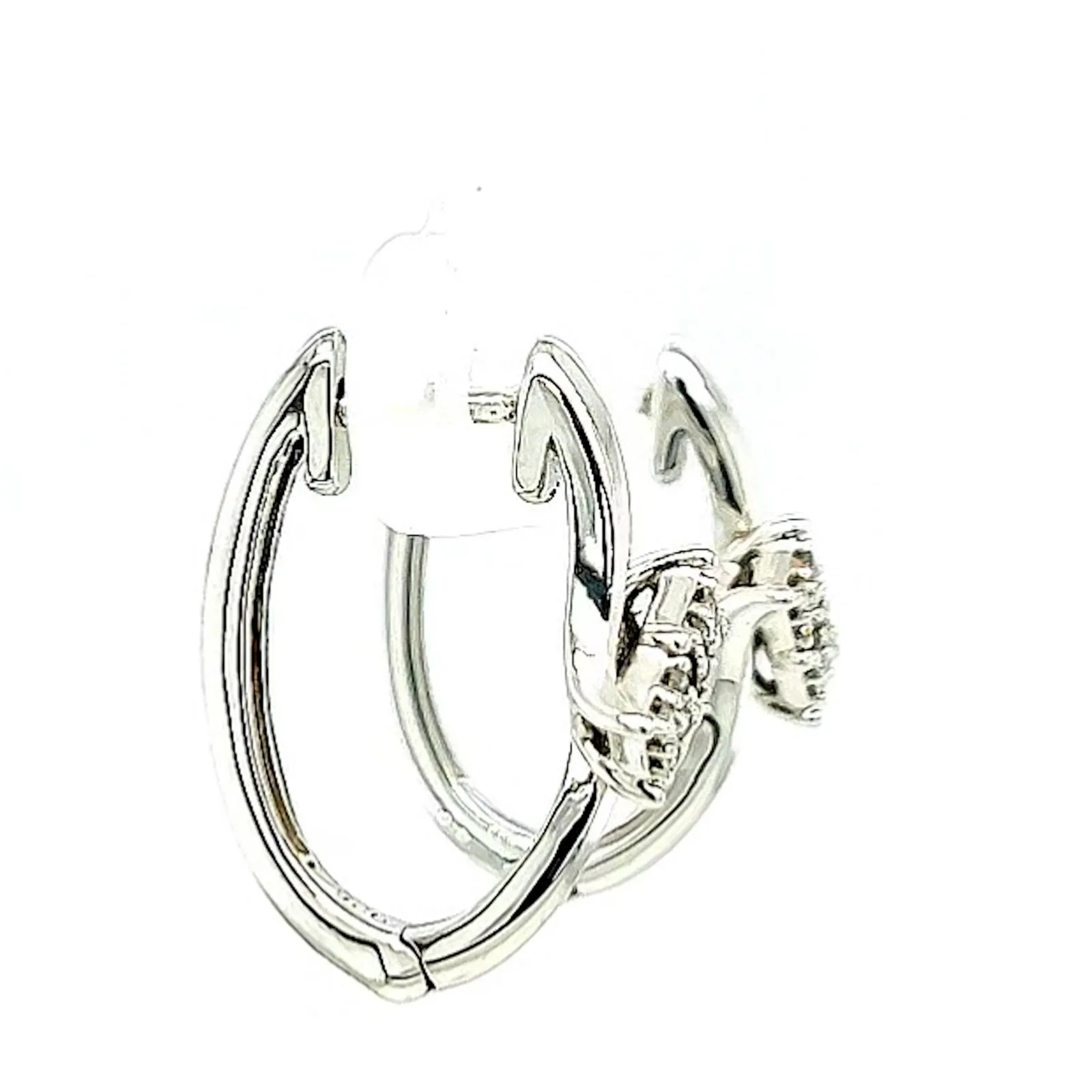 Tango Sterling Silver Round Brilliant Cut with 0.06 Carat tw of Diamonds Hoop Earrings