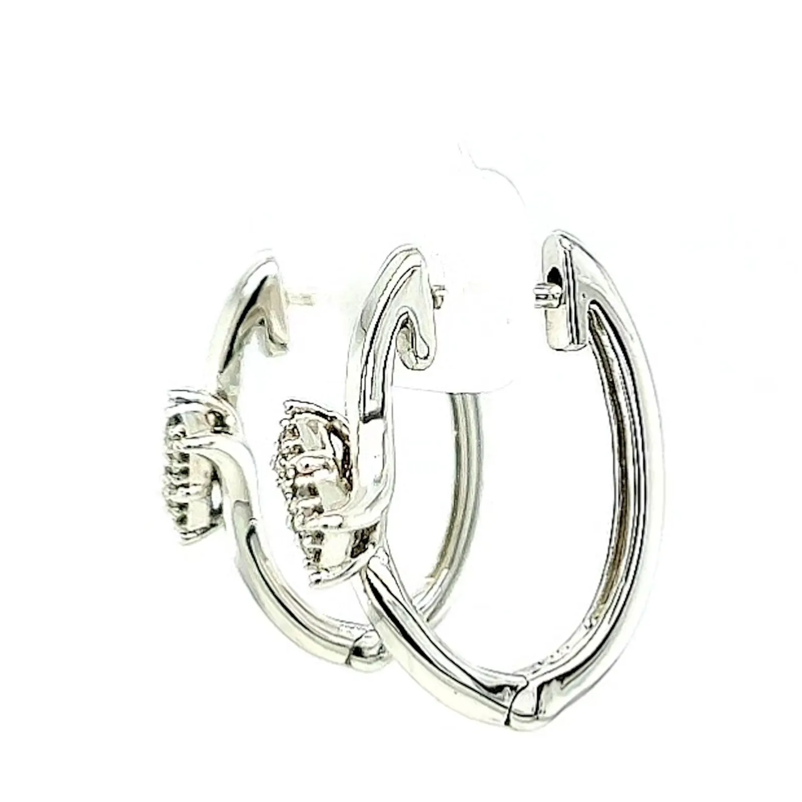 Tango Sterling Silver Round Brilliant Cut with 0.06 Carat tw of Diamonds Hoop Earrings