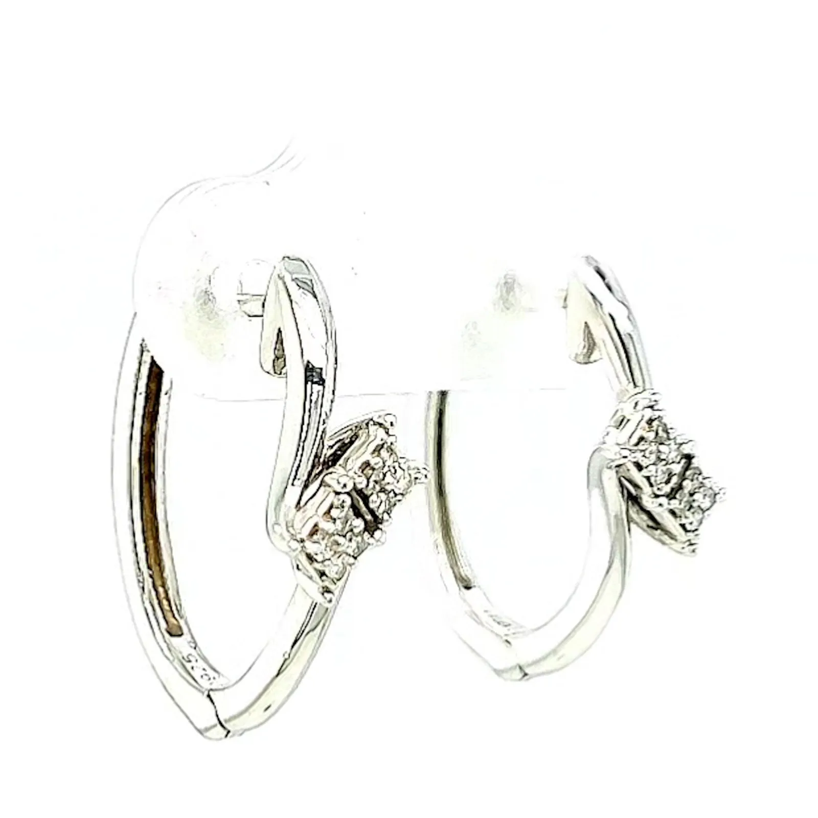 Tango Sterling Silver Round Brilliant Cut with 0.06 Carat tw of Diamonds Hoop Earrings