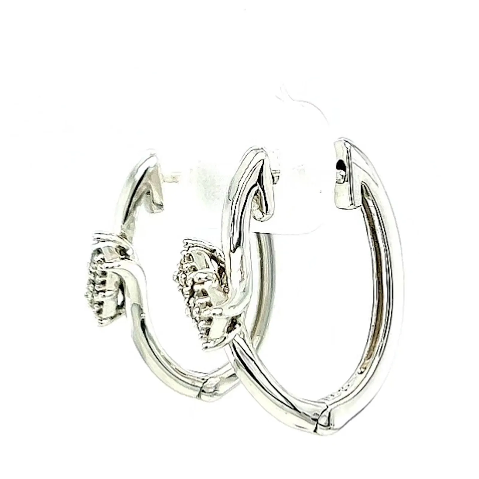 Tango Sterling Silver Round Brilliant Cut with 0.06 Carat tw of Diamonds Hoop Earrings