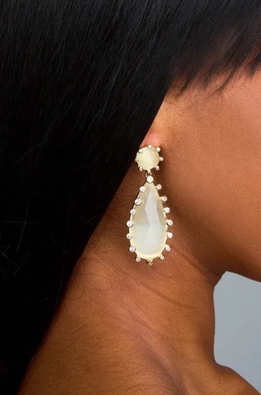 Teardrop Statement Earrings - Cream