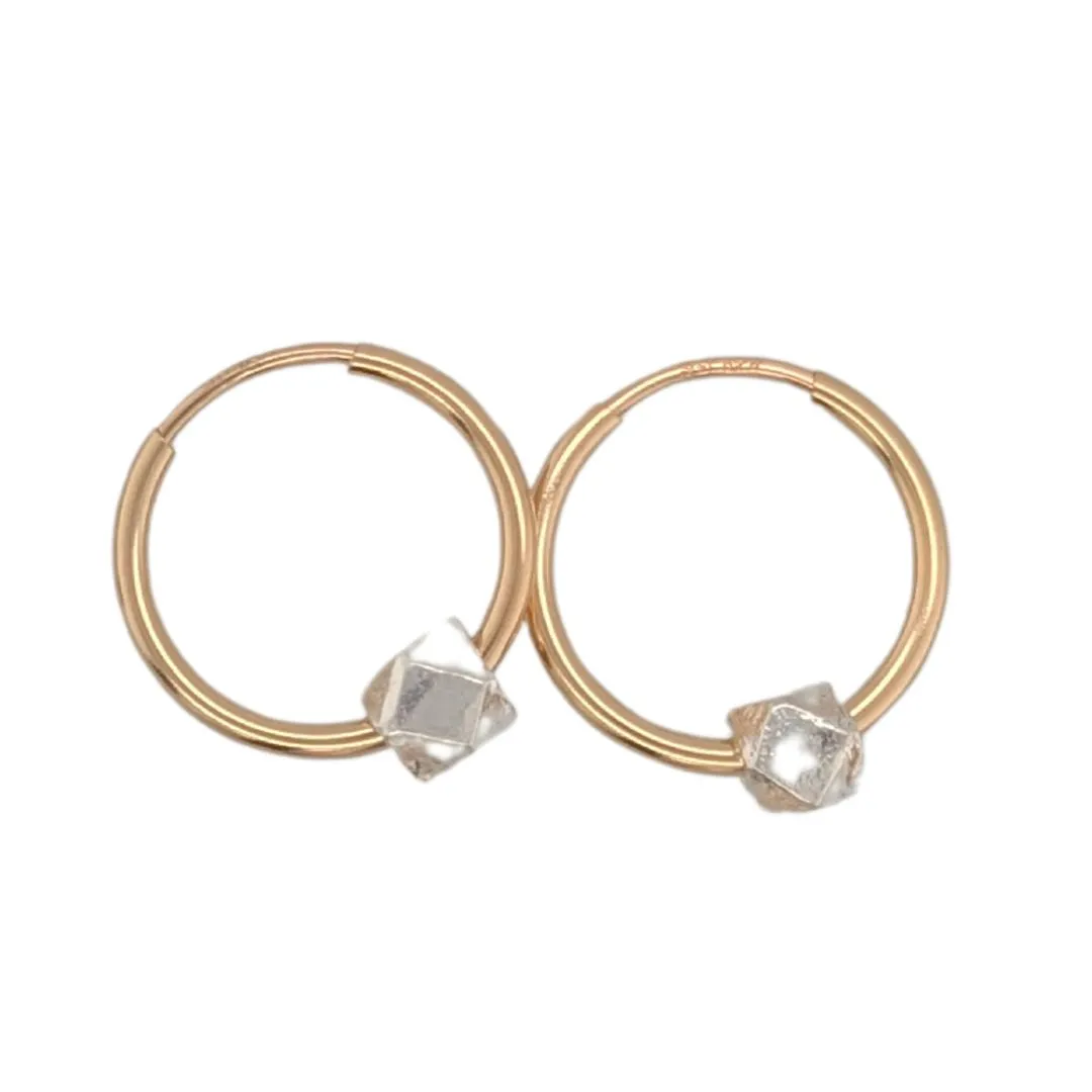 Textured bead & Mini Gold-pated Hoop Earrings