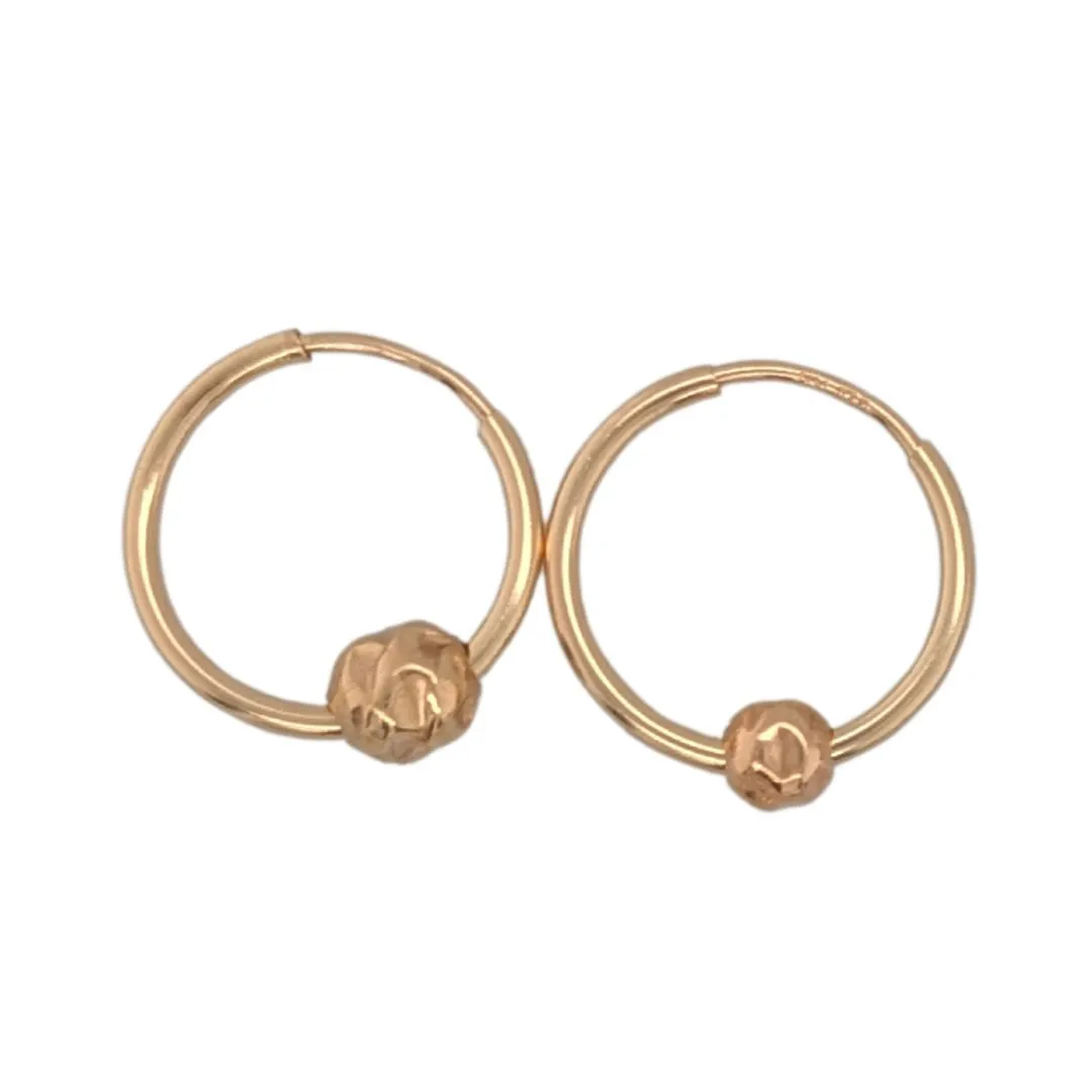 Textured bead & Mini Gold-pated Hoop Earrings