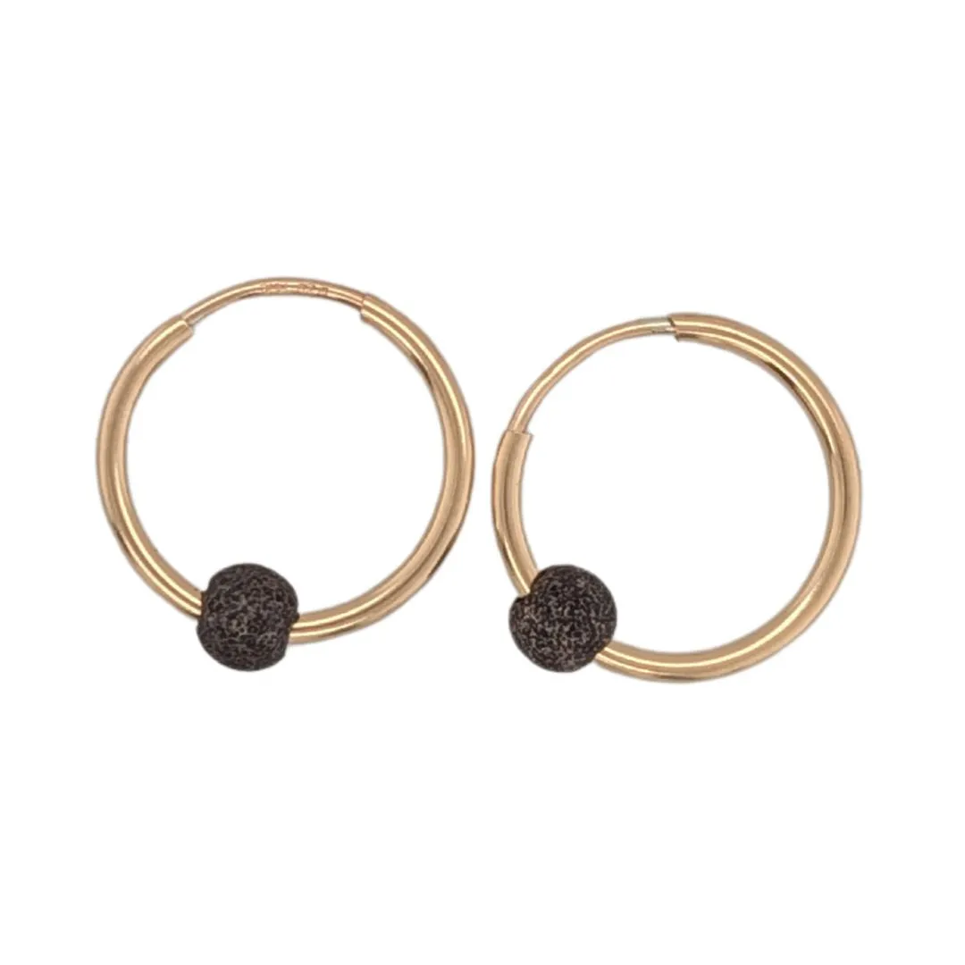 Textured bead & Mini Gold-pated Hoop Earrings