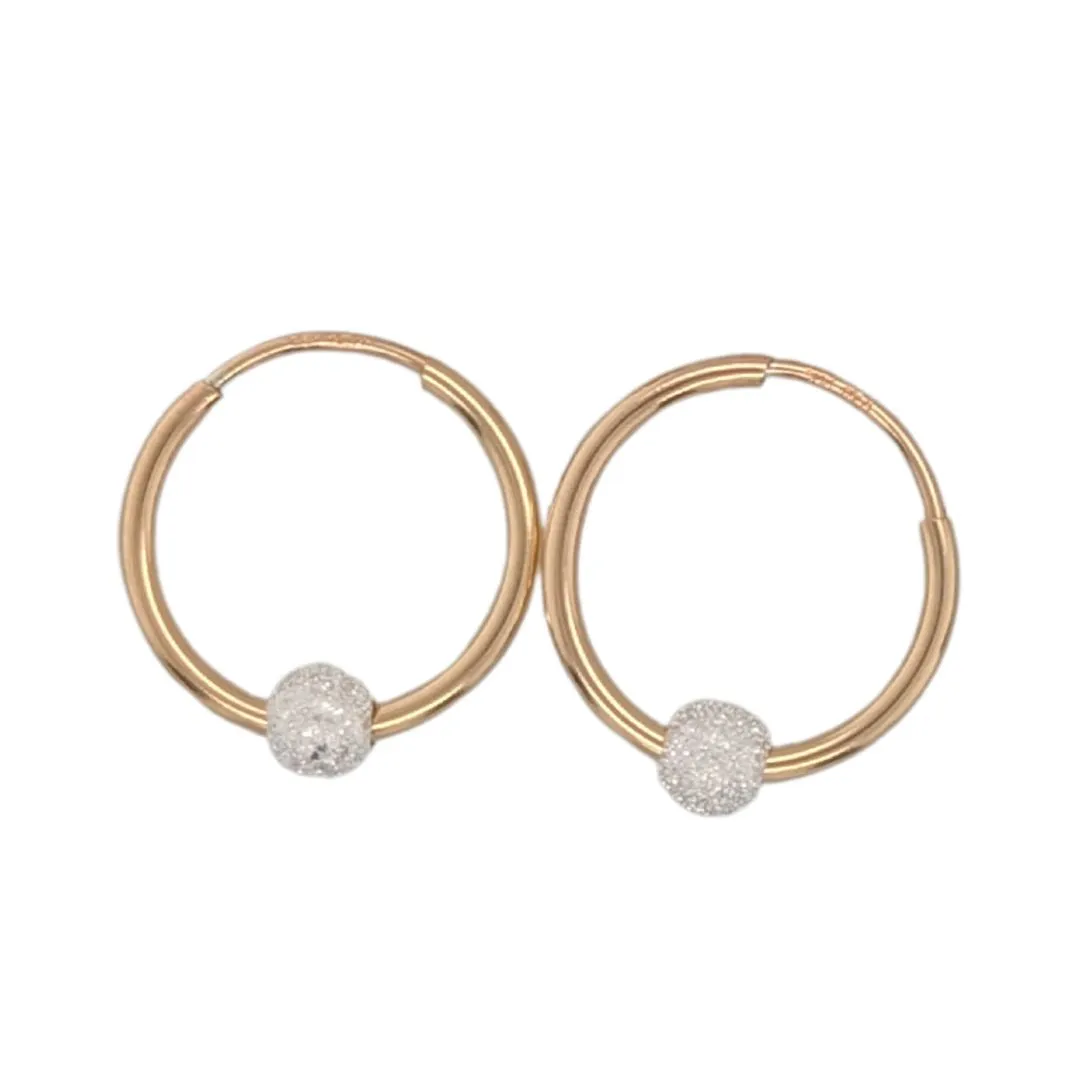Textured bead & Mini Gold-pated Hoop Earrings