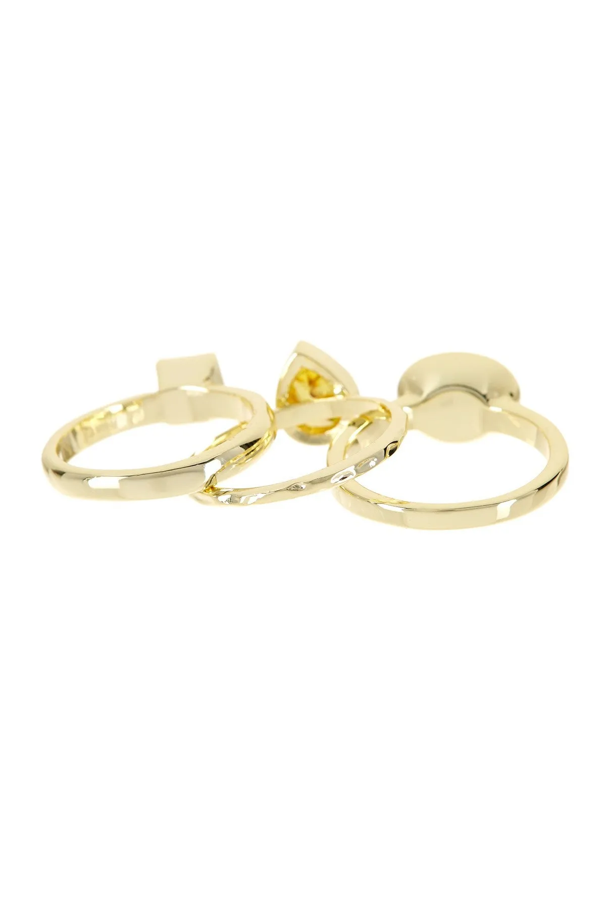 TILLY THREE STACK YELLOW, PINK, GREEN CUBIC ZIRCONIA RING IN GOLD
