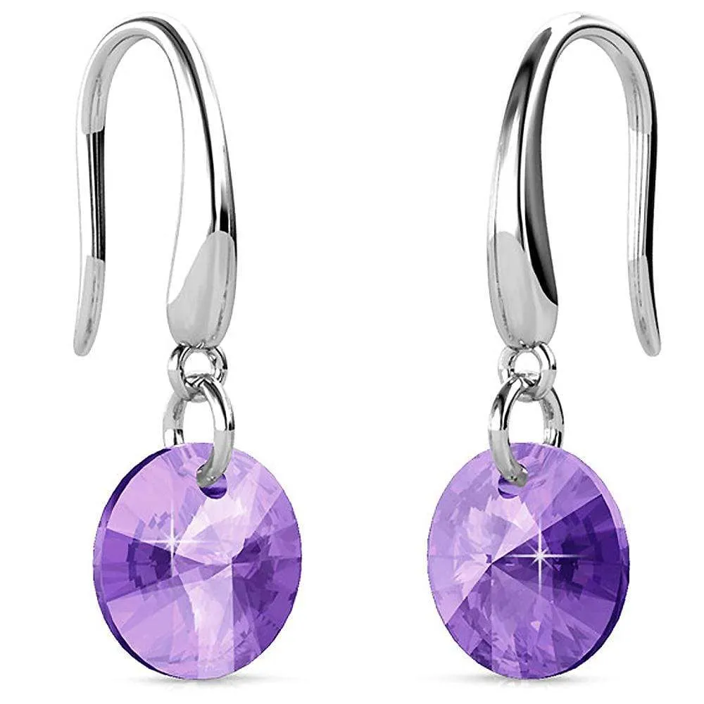 Timeless Crystal Drop Earrings Purple Embellished With SWAROVSKI® Crystals