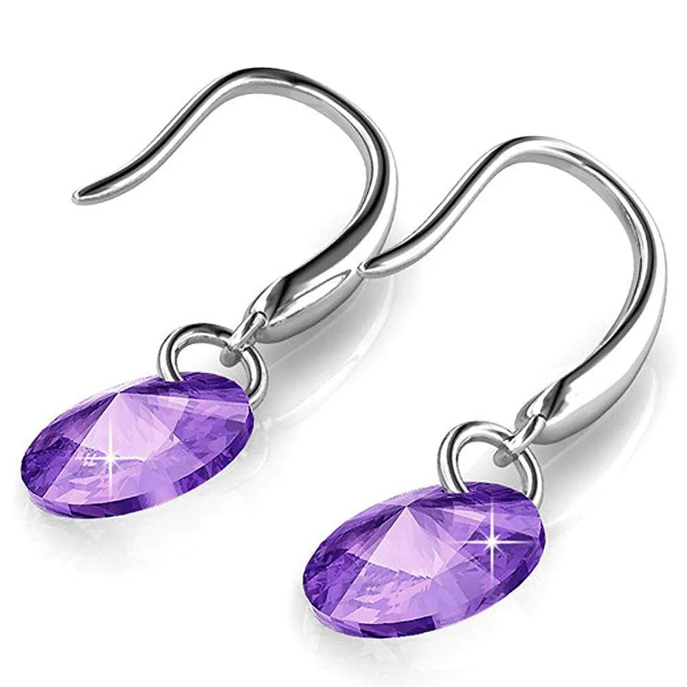 Timeless Crystal Drop Earrings Purple Embellished With SWAROVSKI® Crystals