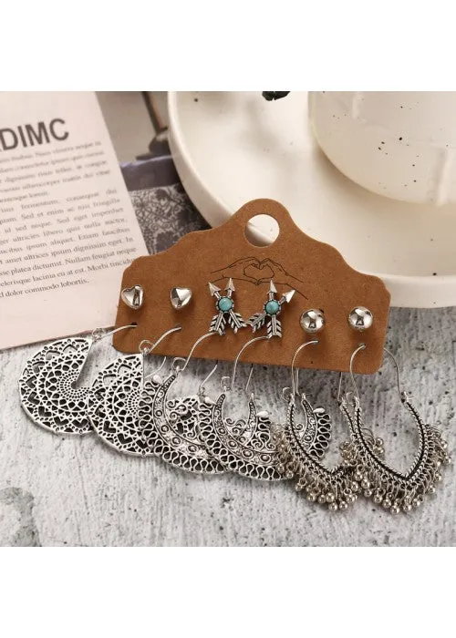 Trendy Oxidized German Silver Plated 6 Pair of Earrings For Women/Girls