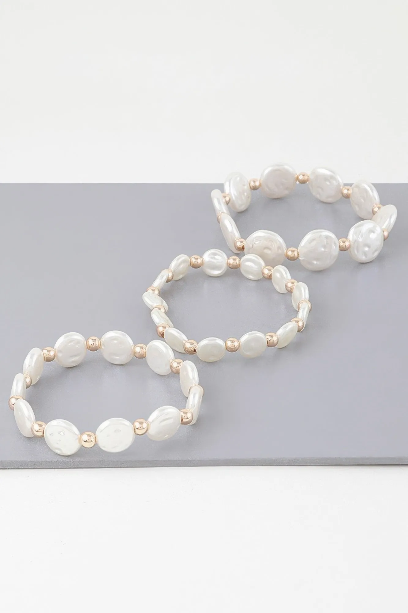Triple Pearl Stone Beaded Bracelet