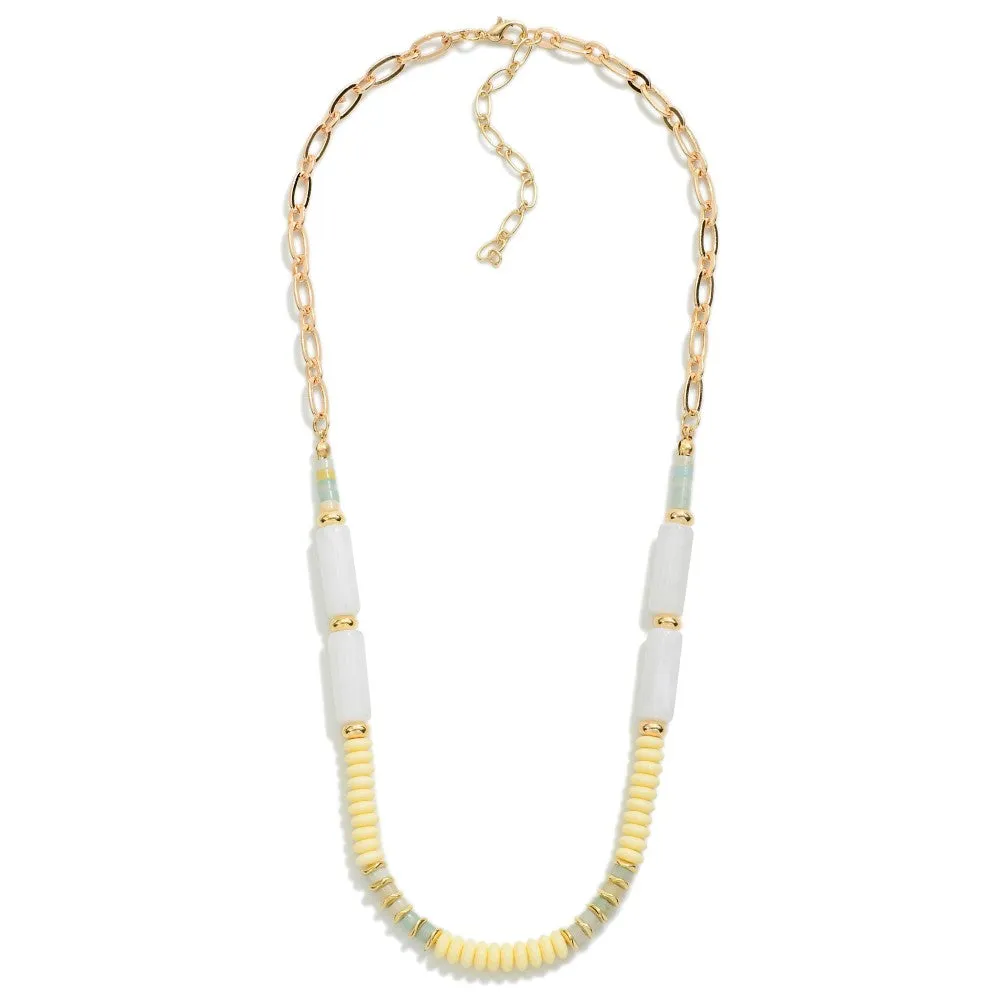 Tube And Disc Bead Necklace