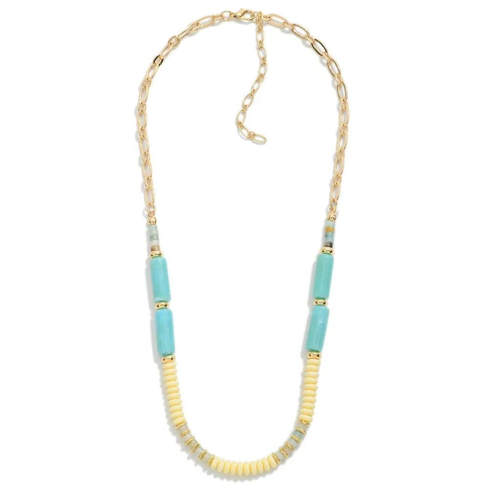Tube And Disc Bead Necklace