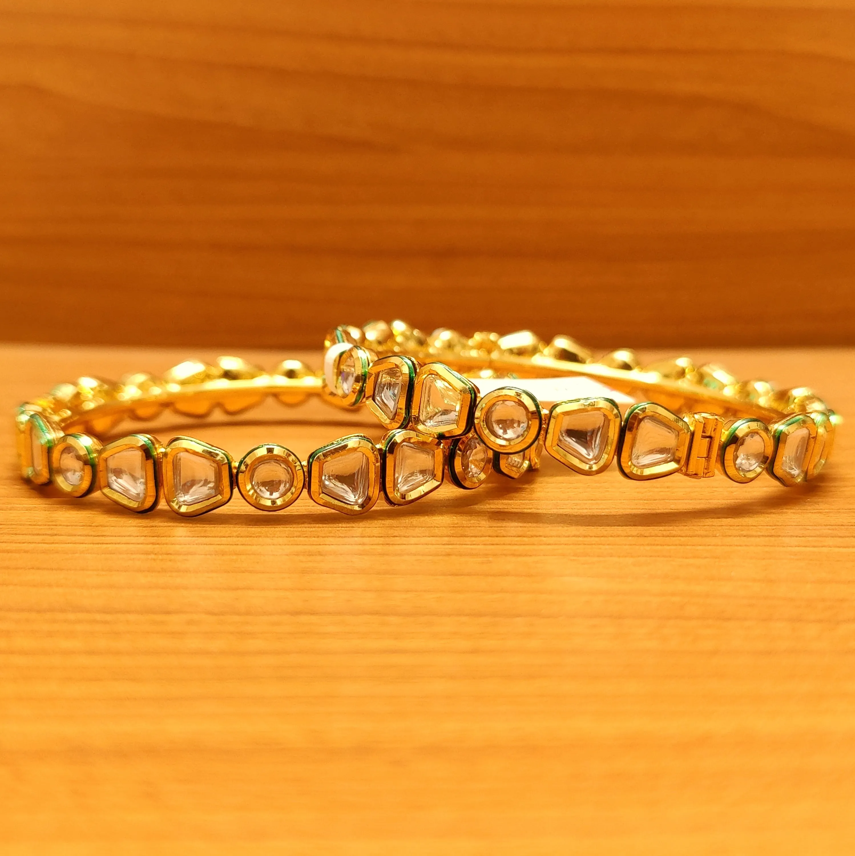 UNCUT KUNDAN POLKI MEENAKARI OPENABLE BANGLES