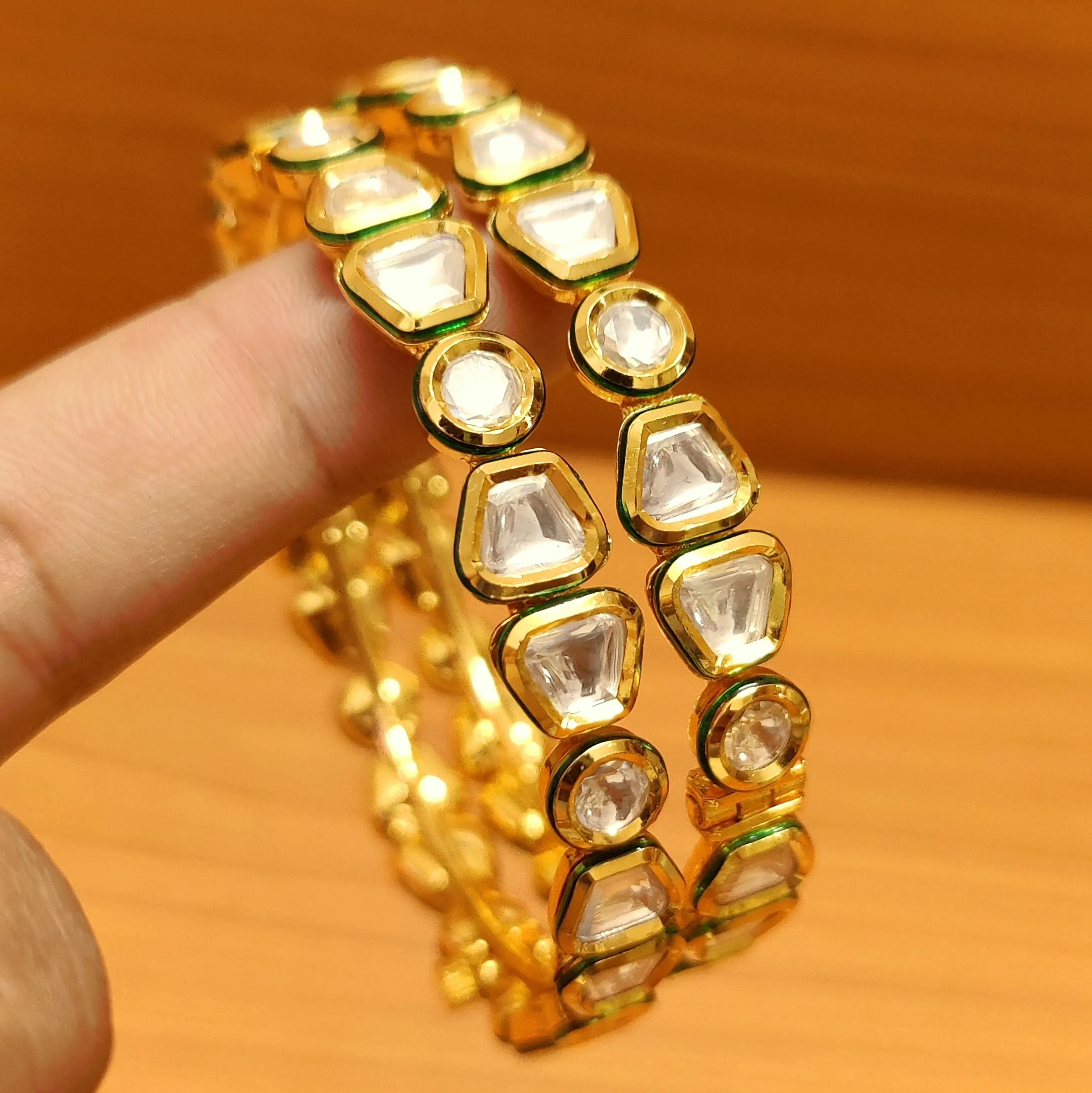 UNCUT KUNDAN POLKI MEENAKARI OPENABLE BANGLES