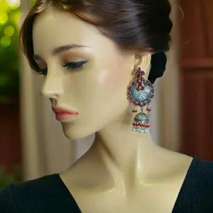 Versatile Long Silver Jhumka Long Earrings