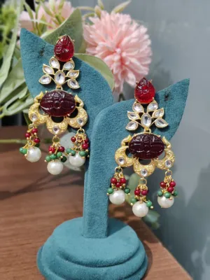 Versatile Women’s Hanging Drop Earrings in Red Jhumki Style For Women & Girls.