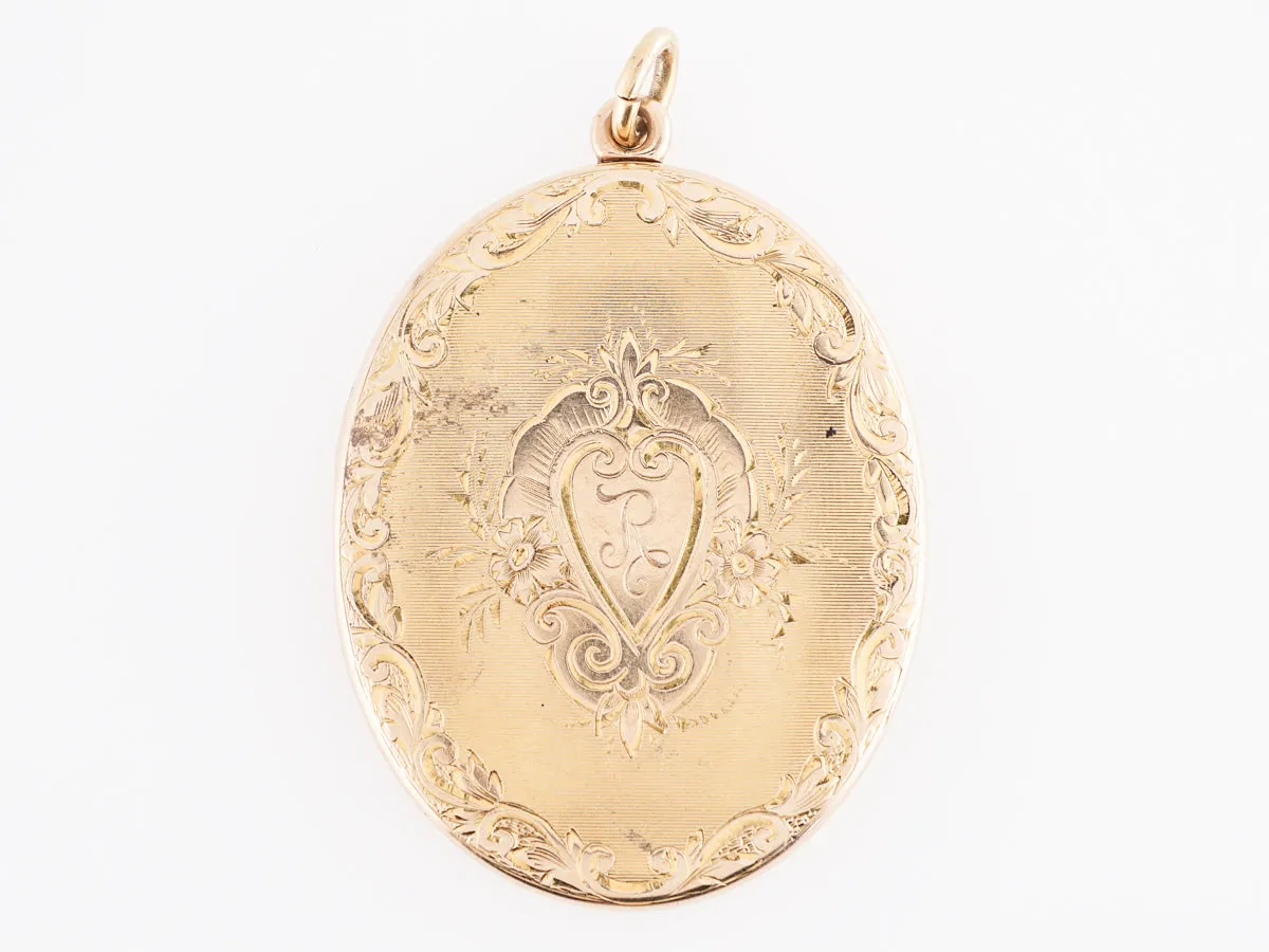 Victorian Oval Locket in 14k Yellow Gold