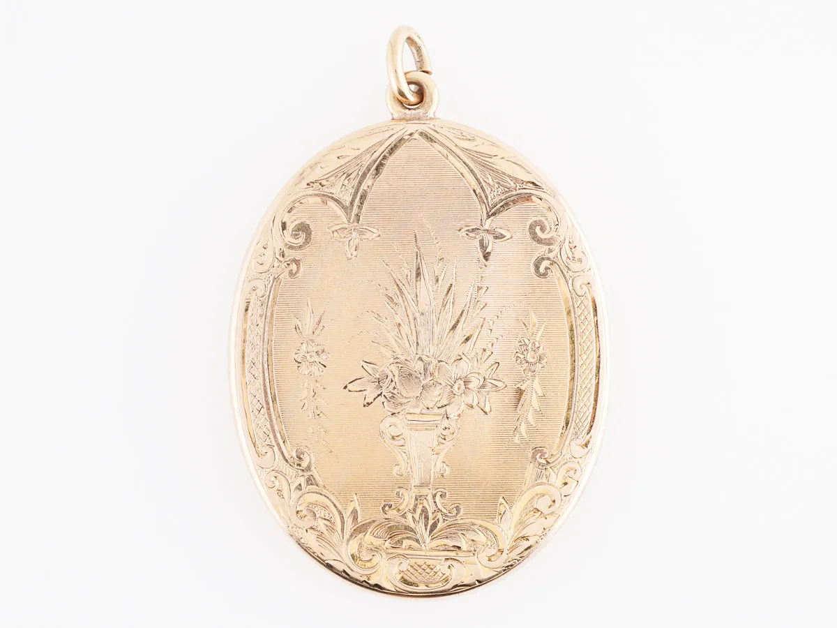 Victorian Oval Locket in 14k Yellow Gold
