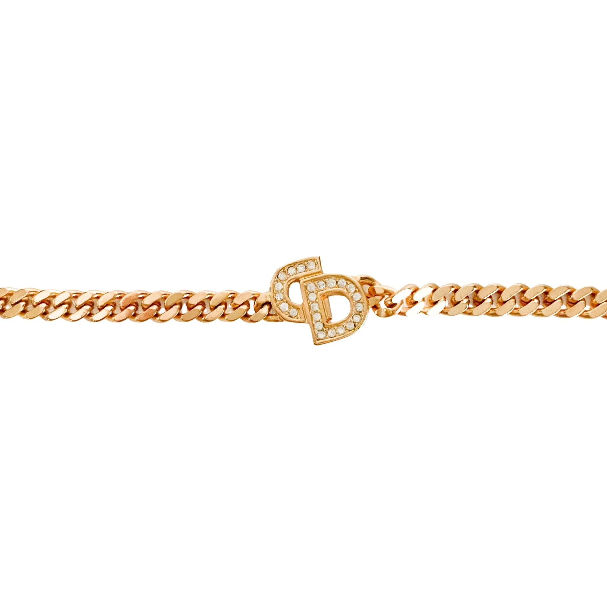 Vintage Dior Rhinestone Logo Plate 16.5cm Bracelet