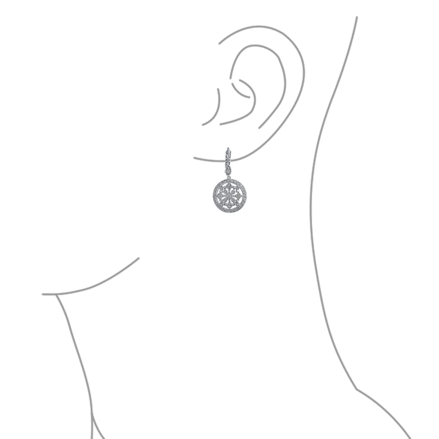 Vintage Style Bridal Dangle Chandelier Earrings with CZ and Silver Plated Brass