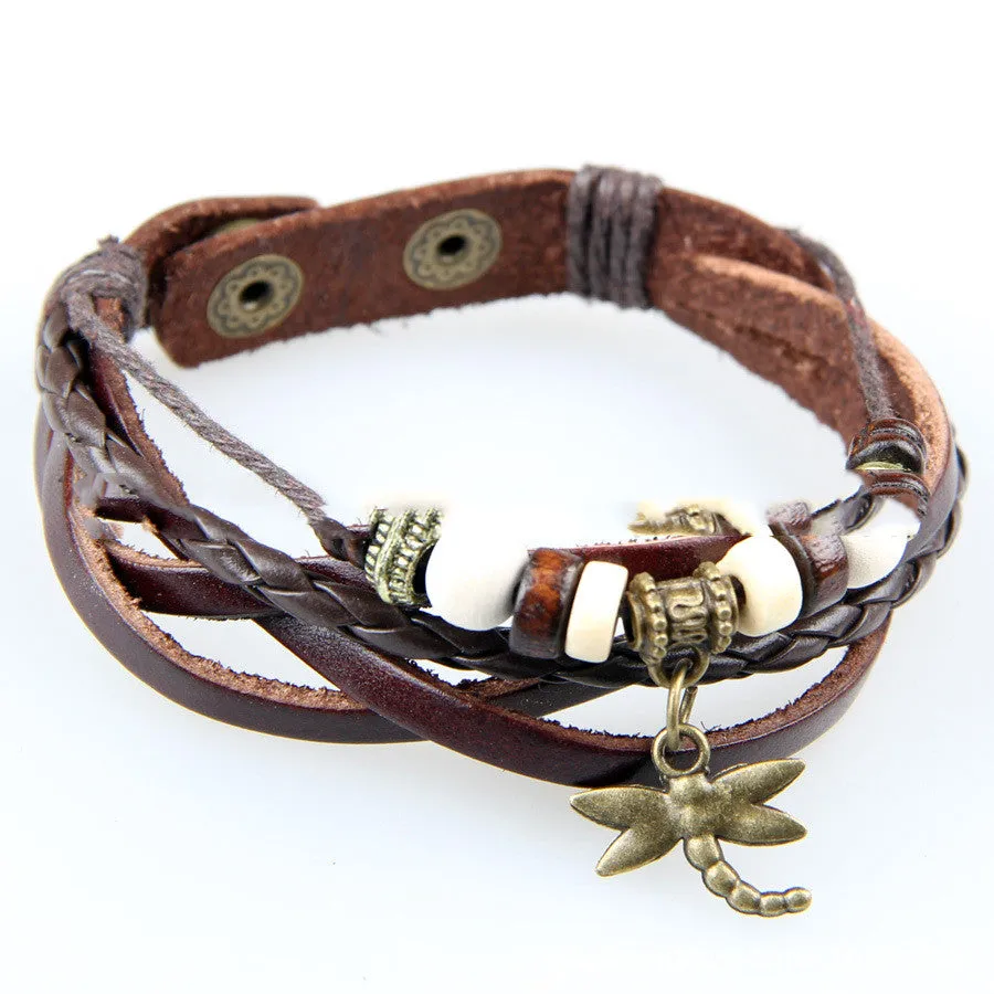 Wax Rope Leather Multi-layer Hand-woven Simple Casual Bracelet