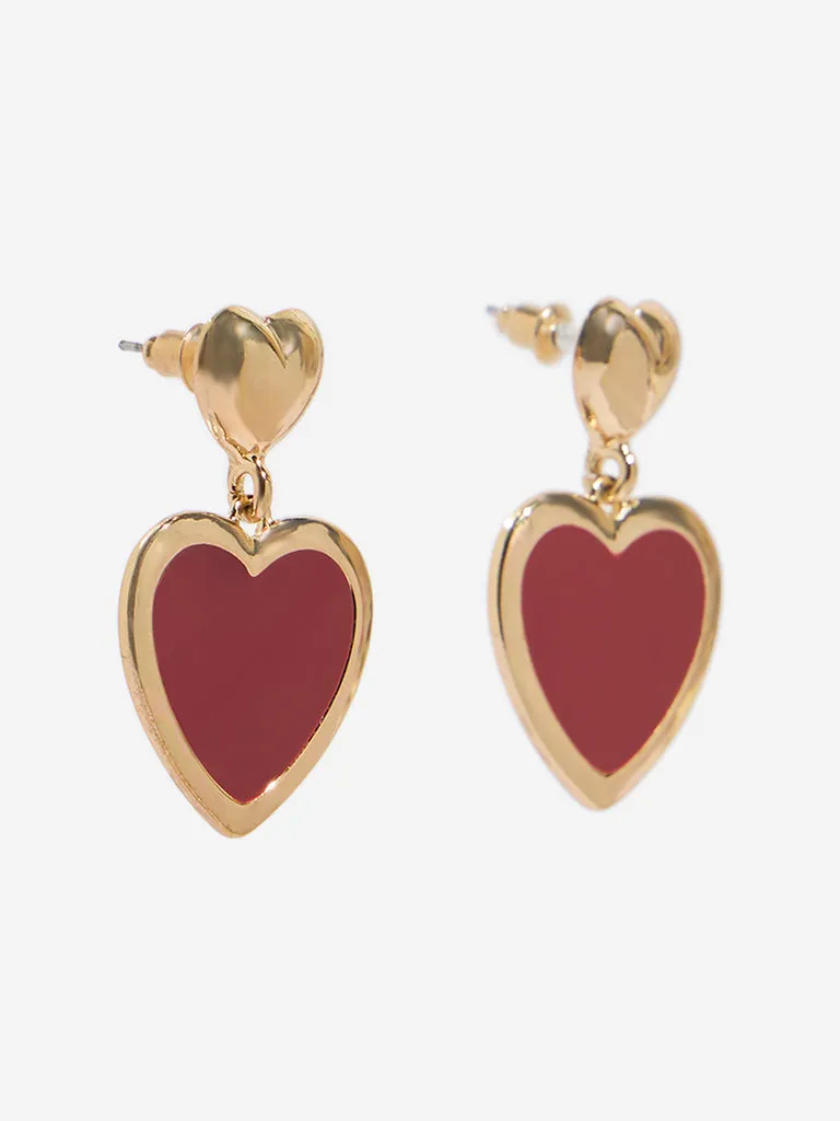 Westside Accessories Red Heart Dangler Earrings