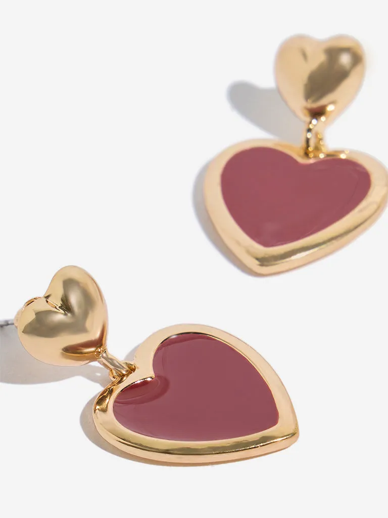 Westside Accessories Red Heart Dangler Earrings