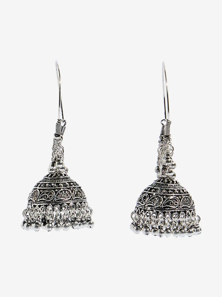 Westside Accessories Silver Big Jhumka Earrings