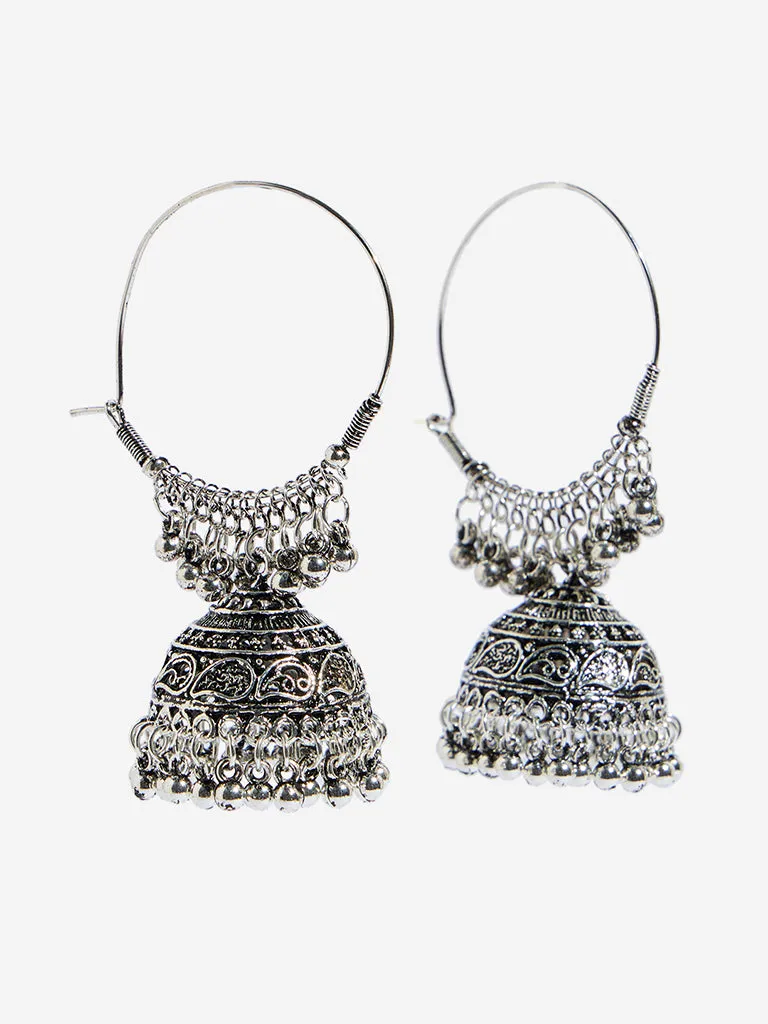 Westside Accessories Silver Big Jhumka Earrings