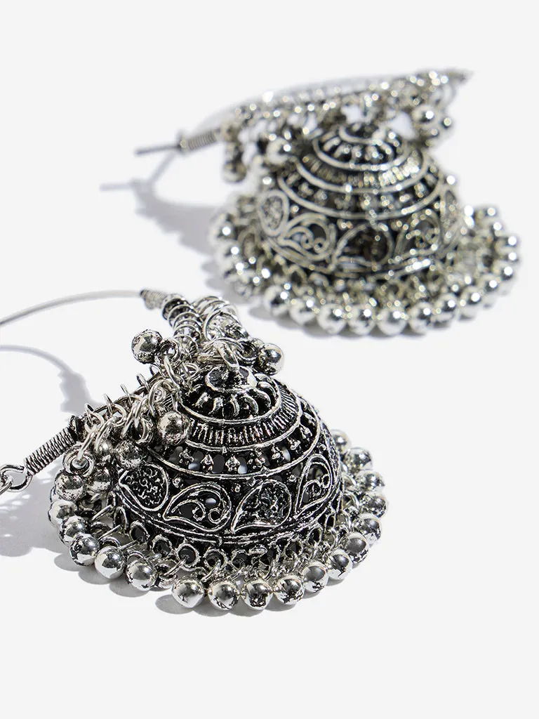 Westside Accessories Silver Big Jhumka Earrings