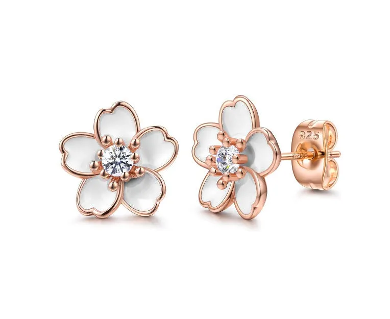Wholesale Cute and Versatile Multi-color Cherry Blossom Earrings