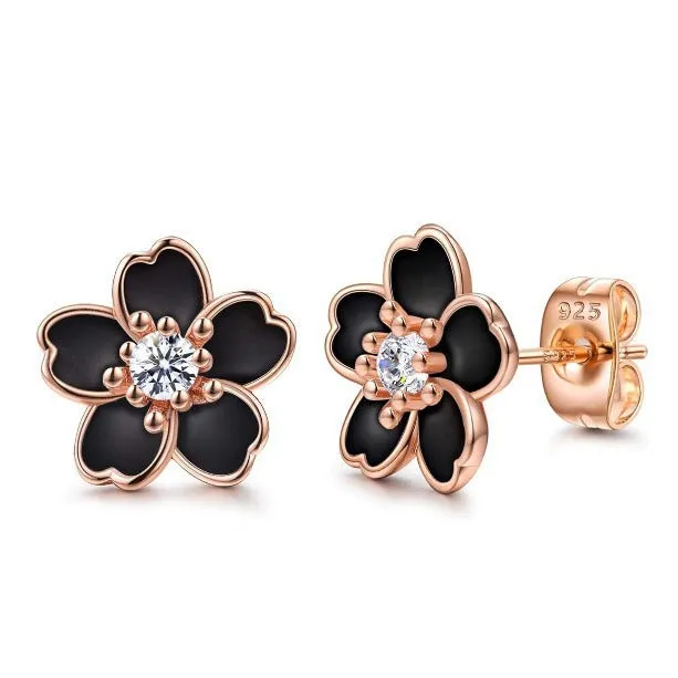 Wholesale Cute and Versatile Multi-color Cherry Blossom Earrings