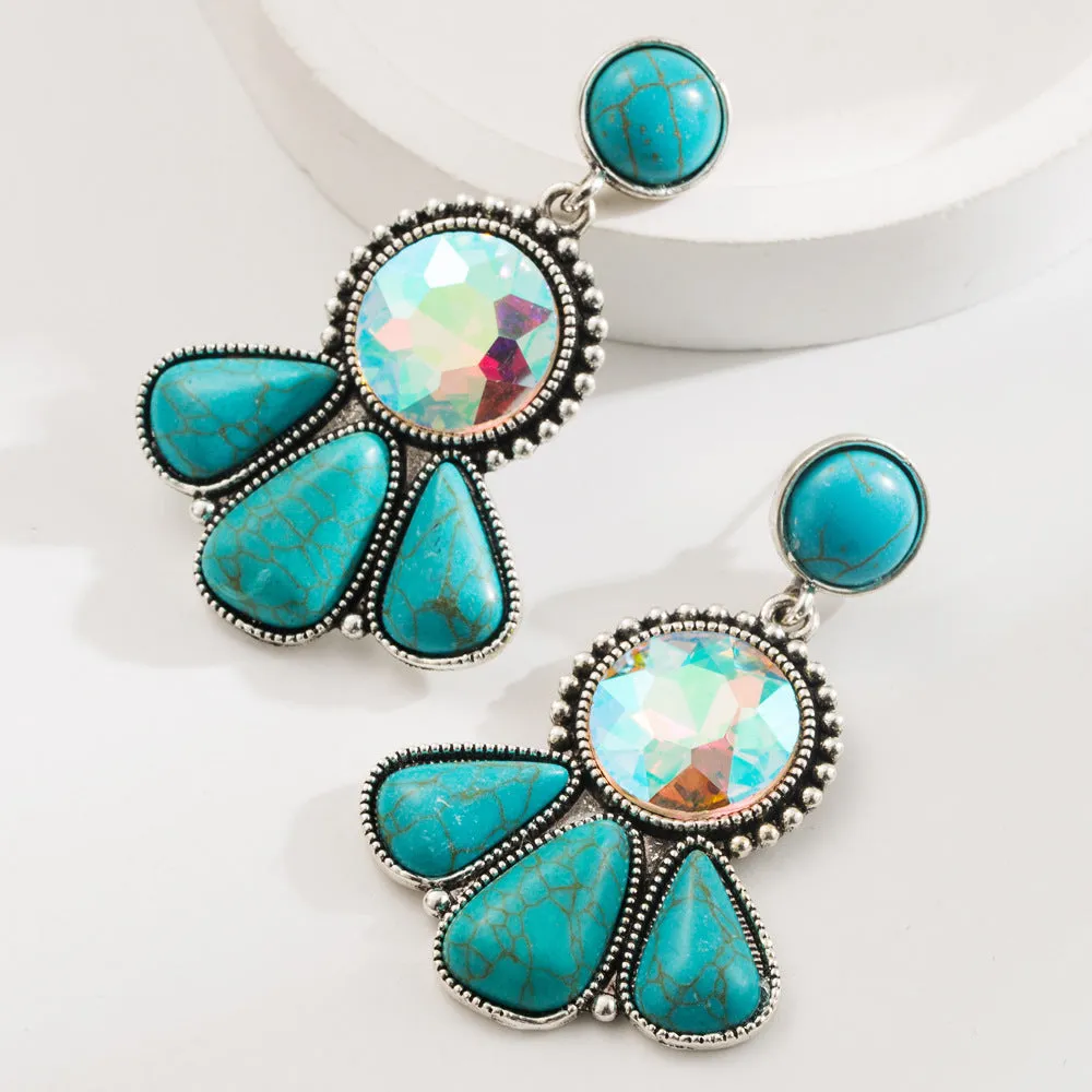 Wholesale Fashion Vintage Bohemian Turquoise Fashion Trend Temperament Versatile Stud Earrings